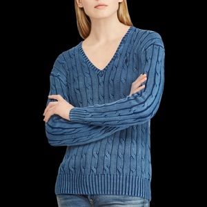 Cable Knit V Neck Sweater